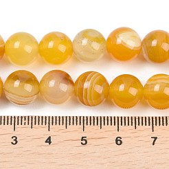 天然石縞瑪瑙/バンデットアゲートビーズ連売り  染め  ラウンド  きいろ  10mm  穴：1.2mm  約19個/連  7.60''（19.3センチメートル）&nbsp;G-Z060-A01-C20