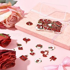 36Pcs 9 Styles Valentine's Day Theme Alloy Enamel Pendants&nbsp;ENAM-FS0002-48-RS