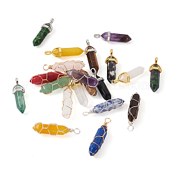20Pcs 20 Style Natural Mixed Gemstone Double Terminated Pointed Pendants&nbsp;G-FW0001-15