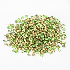 バックメッキA級ダイヤモンドポイントガラスラインストーン  ペリドット  3~3.2mm  約1440個/袋&nbsp;LS-RGLA-SS12-009