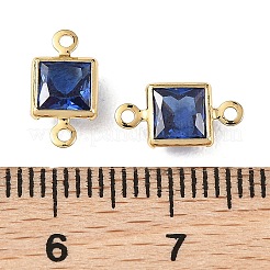 SHEGRACE Brass Pave Cubic Zirconia Square Connector Charms&nbsp;XGRQ2O860-440C-G