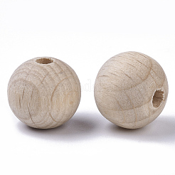 Undyed Natural Beech Wood Beads&nbsp;X-WOOD-T020-01A