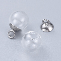 プラスチックビーズキャップペンダントベイル  グローブガラスバブルカバーペンダント用  プラチナ  7x10mm  穴：2mm  内径：9mm&nbsp;KY-K003-02A