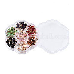 K9ガラスチャーム  ライトゴールドメッキ真鍮パーツ  ティアドロップ  多面カット  ミックスカラー  13.5x7.5x3.5mm  穴：1.8mm&nbsp;GLAA-N038-21