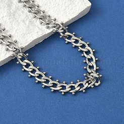 304ステンレススチールボールタッセルキューバンリンクチェーンネックレス  変色しない  ステンレス鋼色  14.76インチ（37.5cm）&nbsp;NJEW-K249-22P