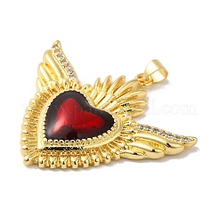 Rack Plating Brass Micro Pave Cubic Zirconia with Epoxy Resin Pendants&nbsp;KK-P241-39G