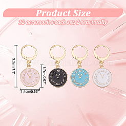 Alloy Enamel Roman Number Clock Charm Locking Stitch Markers&nbsp;HJEW-PH01811