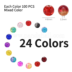スプレーペイントクラックルガラスビーズ  ラウンド  ミックスカラー  6mm  穴：1.3~1.6mm  約100PCS /カラー  24色  2400個/箱&nbsp;CCG-YW0001-02-6mm