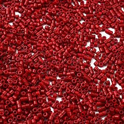 焼付塗装ガラスシードビーズ  シリンダー  ファイヤーブリック  2x1.5mm  穴：1mm  約5599個/50g&nbsp;X-SEED-S042-05B-89