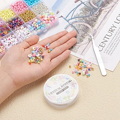 DIYジュエリー作成キット  アクリルボールビーズを含む  鉄のボールチープ  弾性水晶の線  ABSプラスチックビーズ  410ステンレス製先細ピンセット  亜鉛合金の留め金  真鍮製丸カンとつぶし玉  ミックスカラー  ビーズ：2~7x1~4mm  穴：1~1.6mm&nbsp;DIY-YW0003-29