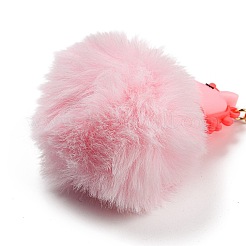 Cute Unicorn PVC & Imitate Rex Rabbit Fur Ball Keychain&nbsp;KEYC-C005-03A