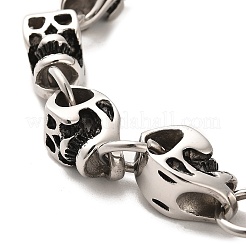 304 Stainless Steel Skull Link Chain Bracelets&nbsp;BJEW-E094-11AS