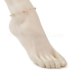 Dyed Disc Natural Shell Beaded 304 Stainless Steel Link Chain Anklets&nbsp;AJEW-AN00725