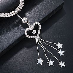 Alloy Full Crystal Rhinestone Heart Dangle Bell Button Ring Tassel Waist Chains&nbsp;WGAC653-01