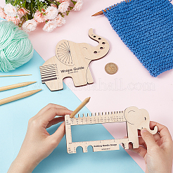 1 Set Elephant Shape  Wooden Knitting Needle Gauge & Yarn Wrap Guide Board&nbsp;DIY-BC0006-94