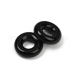 天然石オブシディアンペンダント  ドーナツ/円盤チャーム  15x5mm  穴：6mm&nbsp;G-G202-07E