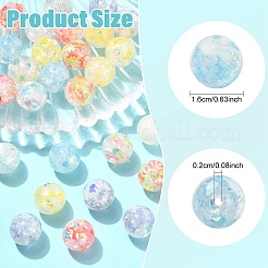 14Pcs 7 Colors Transparent Resin with Paillette Beads&nbsp;RESI-YW0006-12