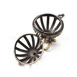 Round Brass Hollow Bead Cage Pendants&nbsp;KK-D389-18AB