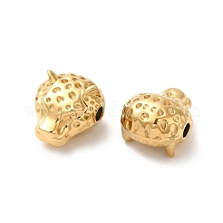 304ステンレススチールビーズ  ヒョウ  18KGP本金メッキ  12.5x10.5x8mm  穴：2mm&nbsp;STAS-I203-49G