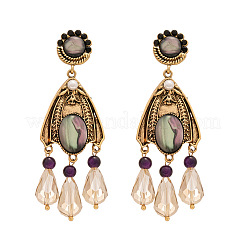 Teardrop Alloy & Rhinestone Dangle Stud Earrings&nbsp;FS-WG4DD0F-01
