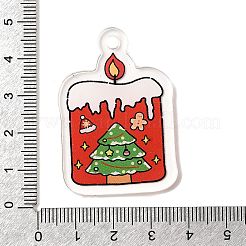 印刷されたアクリルパーツ  クリスマスのテーマ  ミックスカラー  36~47x30~40x2.5mm  穴：3mm&nbsp;FIND-I057-04