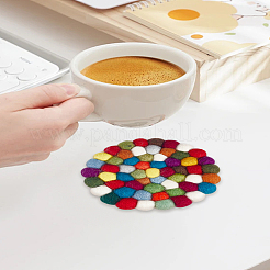 1Pc Round Wool Felt Ball Coasters&nbsp;AJEW-LP0005-94