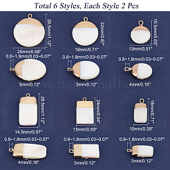 120Pcs 6 Style Electroplate Freshwater Shell Pendants&nbsp;SHEL-CA0001-015