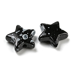 スプレー塗装された不透明なアクリルビーズ  スター  ブラック  13x13x4.5mm  穴：1.8mm&nbsp;MACR-K350-07B