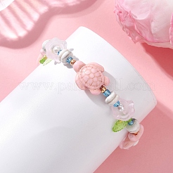 Synthetic Turquoise & Natural Howlite & Imitated Pearl Acrylic Beads Beaided Bead Bracelets&nbsp;BJEW-MZ00343-01