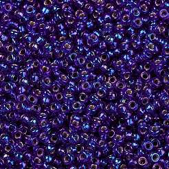MIYUKIラウンドロカイユビーズ  日本製シードビーズ  15/0  （rr1020)シルバーライニングコバルトab  1.5mm  穴：0.7mm  約250000個/ポンド&nbsp;SEED-G009-RR1020