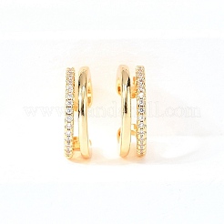 真鍮マイクロペーブクリアキュービックジルコニアカフイヤリング  2層C字型  18KGP本金メッキ  14.5x13.5x4mm&nbsp;EJEW-F370-19G