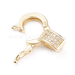 Brass Micro Pave Clear Cubic Zirconia Twister Clasps&nbsp;X-ZIRC-L097-021G