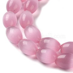 キャッツアイビーズ  オーバル  フラミンゴ  8~8.5x12~12.5mm  穴：0.8mm  約31個/連  14.69''（37.3センチメートル）&nbsp;G-NH0003-01