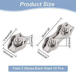 28Pcs 2 Style 304 Stainless Steel Wire Single Bolt & Double 2-post Cable Clamp&nbsp;FIND-GA0003-12
