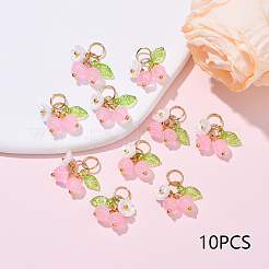 10Pcs Glass Pendants&nbsp;PALLOY-YW00093-01