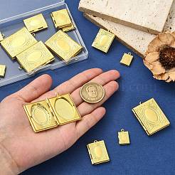 15個3スタイル真鍮ロケットペンダント  ブックチャーム  生（メッキなし）  17.5~39x11~27.5x3~6mm  穴：1.7~2.5mm  5個/スタイル&nbsp;FIND-CJ0004-73