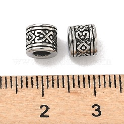 レトロ316サージカルステンレスビーズ  コラム  手動研磨  アンティークシルバー  7x6x5.5mm  穴：3.5mm&nbsp;STAS-L307-11AS