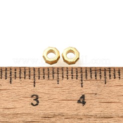 真鍮ビーズ  カドミウムフリー＆ニッケルフリー＆鉛フリー  八角形  18KGP本金メッキ  3.5x1.7mm  穴：1.8mm&nbsp;KK-K398-05B-G