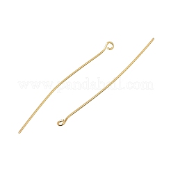 真鍮製アイピン  鉛フリー＆カドミウムフリー＆ニッケルフリー  ラウンド  18KGP本金メッキ  50mm  穴：1.5mm  21ゲージ&nbsp;KK-CBA1A60-14A-G