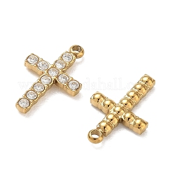 304 Stainless Steel Micro Pave Clear Cubic Zirconia Pendants&nbsp;CU-CBAF0F8-02D-G