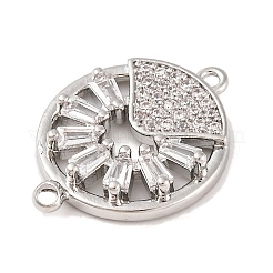 Brass Pave Clear Cubic Zirconia Connector Charms&nbsp;KK-S389-37P