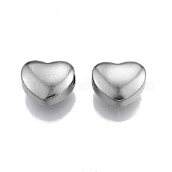 変色しない304ステンレススチールビーズ  ハート  ステンレス鋼色  11x12x6mm  穴：2mm&nbsp;STAS-N099-24