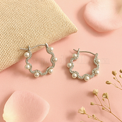 4ペア2色亜鉛合金フープピアス  樹脂模造パール入り  ミックスカラー  19x18x3mm  2pairs / color&nbsp;EJEW-GO0003-03
