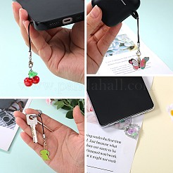 合金エナメルモバイルストラップ10本  プラスチックモバイル防塵プラグ付き  サボテン  ミックスカラー  87~103mm  10個/セット&nbsp;HJEW-SW00132-04