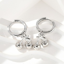Brass Cherry Hoop Earrings&nbsp;EJEW-M077-19P-02