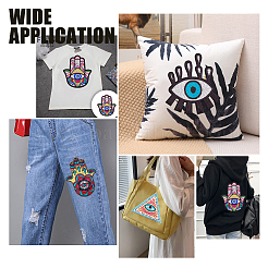 4個 4スタイル コンピューター刺繍布 粘着スパンコールパッチ  パッチにこだわる  マスクと衣装のアクセサリー  アップリケ  ナザールボンジュウ付き  ミックス型  ミックスカラー  260x223x1mm  1個/スタイル&nbsp;DIY-AR0002-42