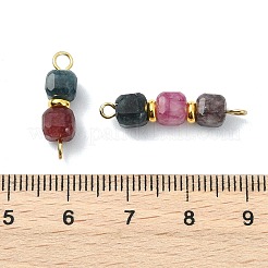3Pcs 3 Styles Natural Multicolor Tourmaline Faceted Cube Beaded Links Connector Charms&nbsp;PALLOY-JF05291
