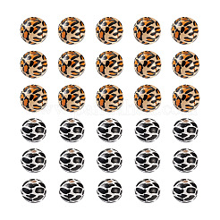 100Pcs 2 Patterns Printed Natural Wooden Beads&nbsp;WOOD-BY0001-01