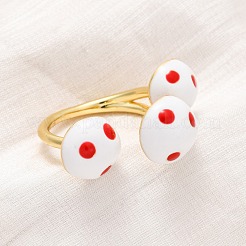 Brass Enamel Open Cuff Rings for Women&nbsp;RJEW-U057-23G