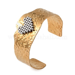 Hammered 304 Stainless Steel Cuff Bangles for Women&nbsp;BJEW-D465-03GP